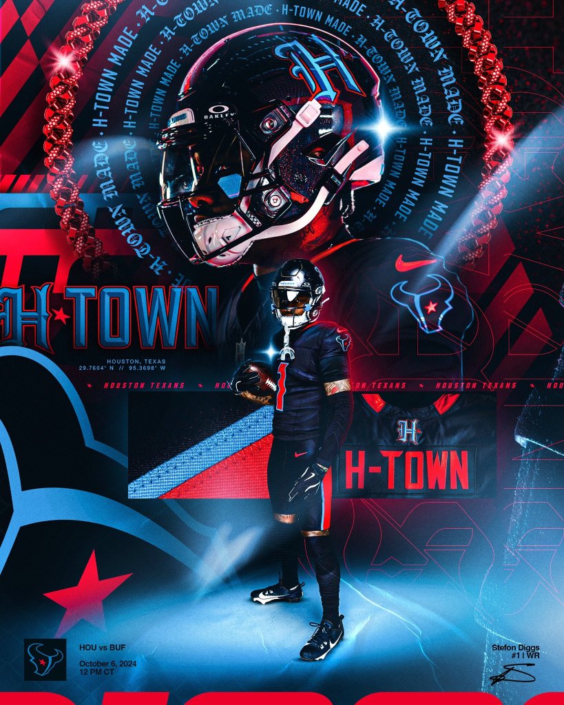 Así luce el uniforme de Texans con el rediseño de H-Town