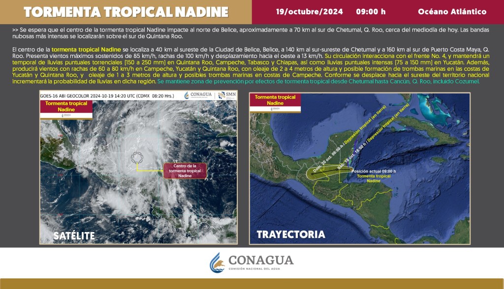 Los estados de México afectados por el impacto de la tormenta tropical Nadine