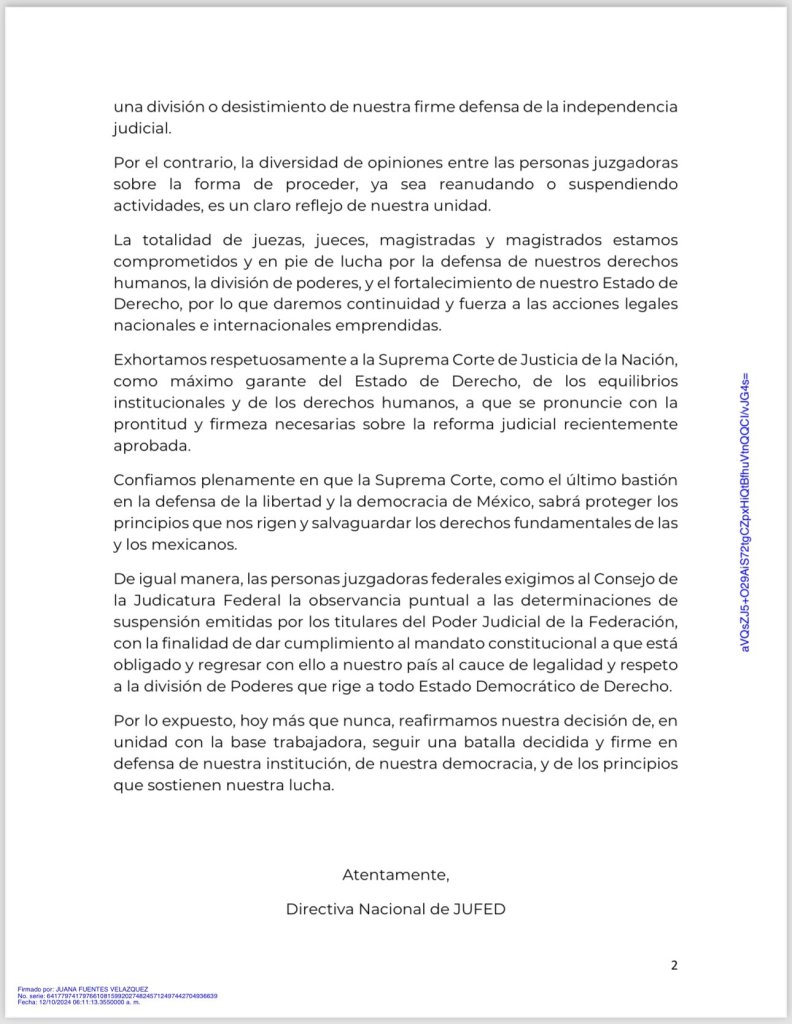 Levantan paro de labores contra Reforma Judicial