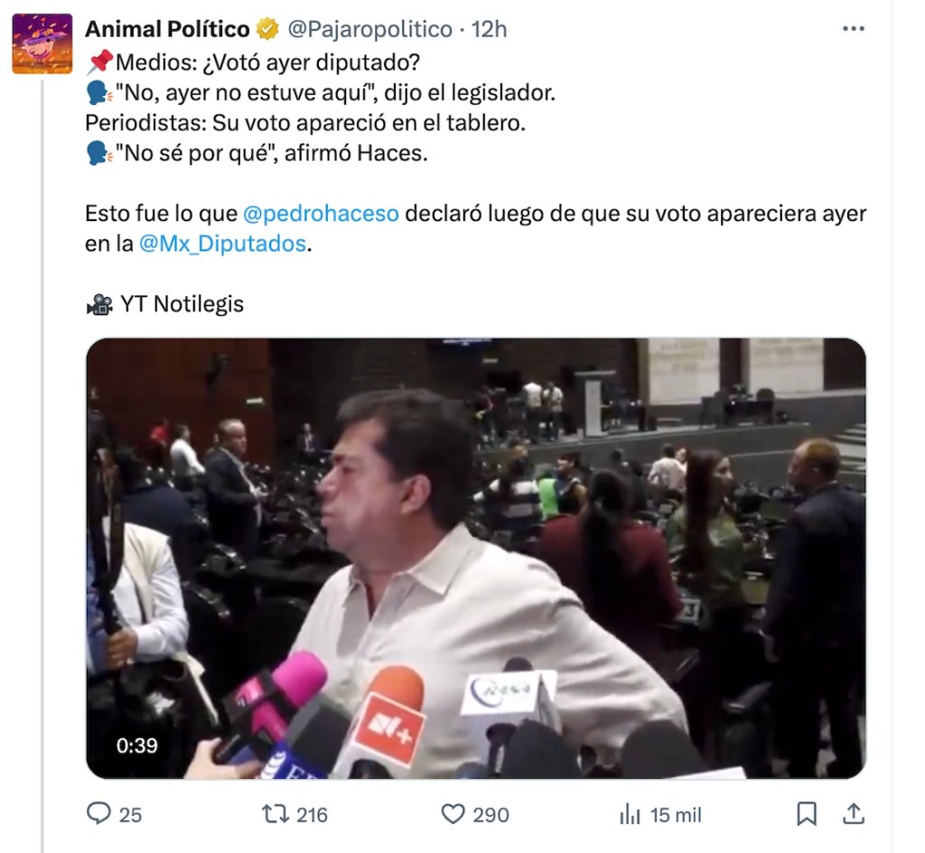 Pedro Haces en la Cámara de Diputados