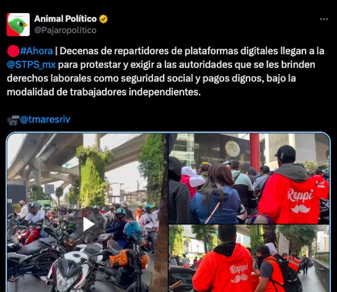 Protesta de repartidores por aplicación