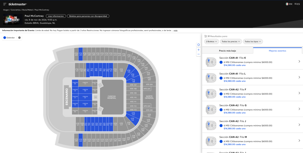 Boletos disponibles para Paul McCartney