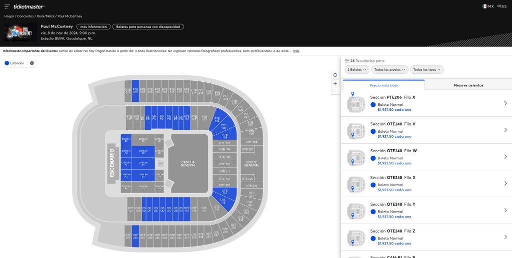 Boletos disponibles para Paul McCartney