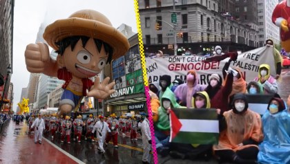 Lluvia y manifestaciones pro-palestina: Así estuvo el Desfile de Acción de Gracias en Estados Unidos