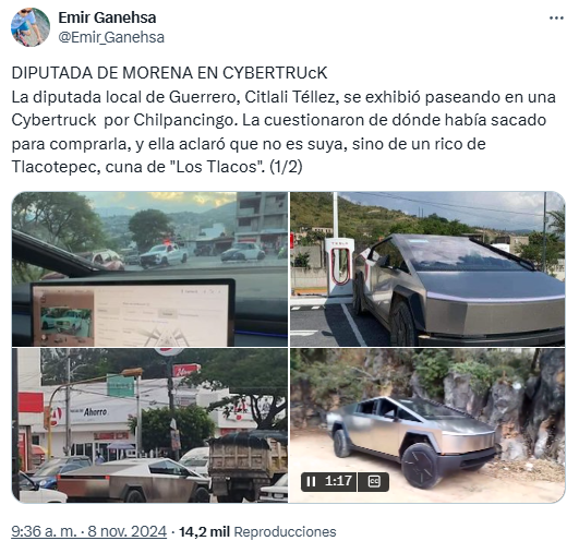 Diputada Citlali Téllez explica la Cybertruck en la que anda paseando