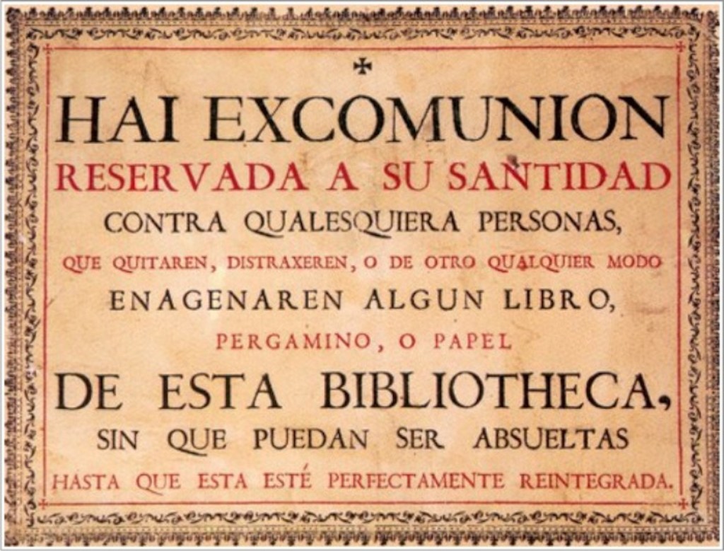 Cédula de excomunión expuesta en la Biblioteca Antigua de la Universidad de Salamanca.