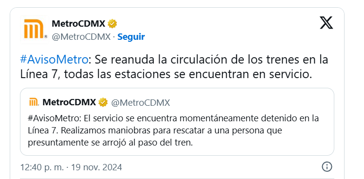 Metro CDMX: Hombre ataca con cuchillo a 4 pasajeros y se arroja a las vías en Tacubaya