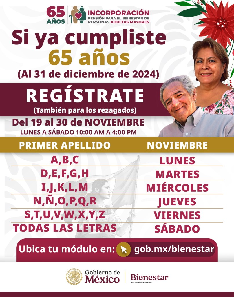 Fechas de registro, Pensión del Bienestar