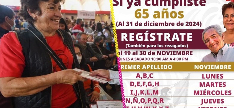 Fechas de registro para la Pensión del Bienestar de Adultos Mayores