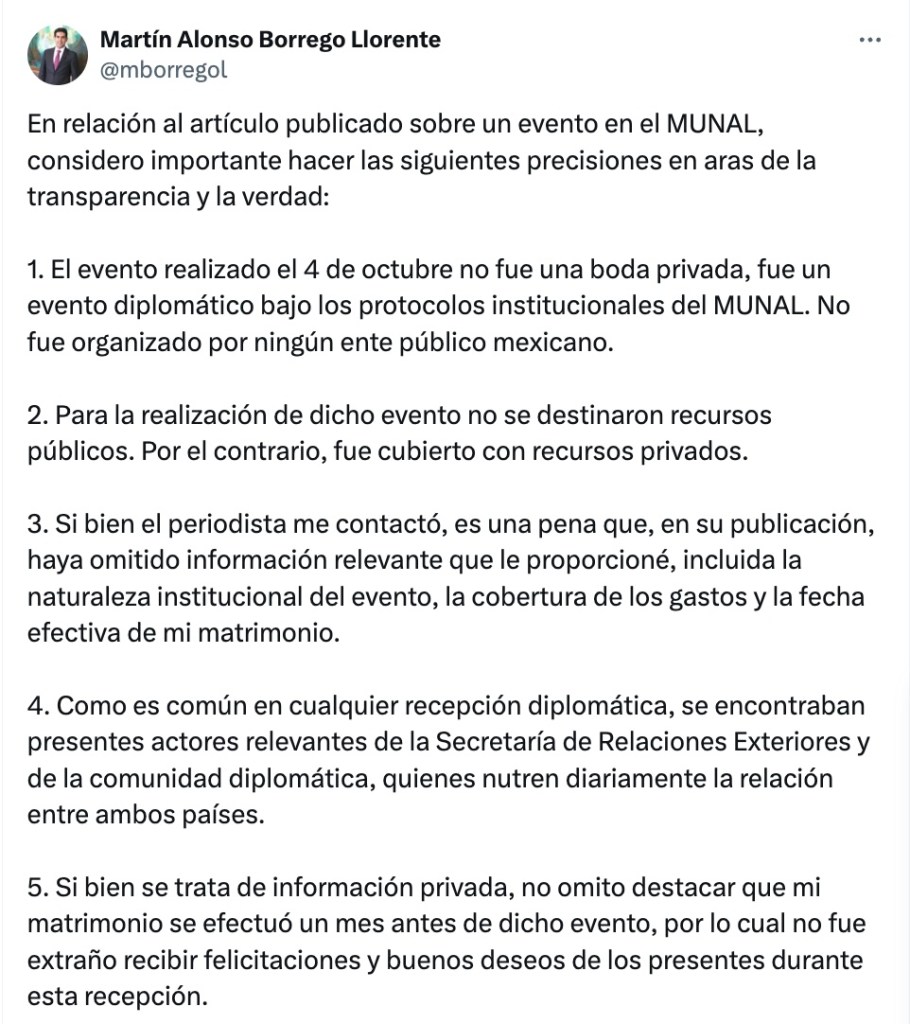 Polémica por la (no) boda de exjefe de la SRE en el MUNAL