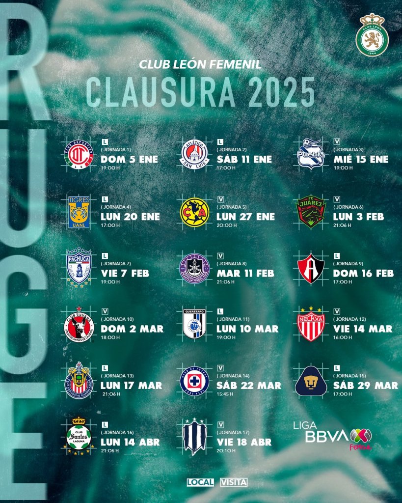 Calendario de León para el Apertura 2025