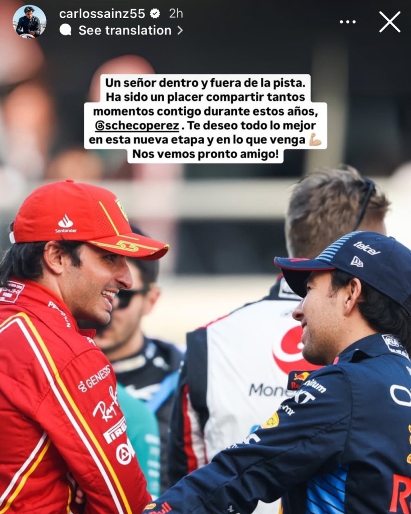 Carlos Sainz también se despidió de Checo Pérez en IG