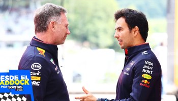 Christian Horner y Checo Pérez