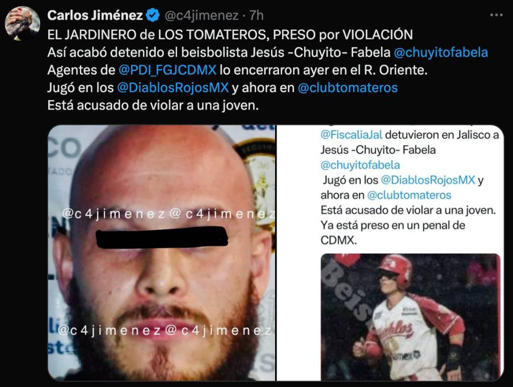 Diablos Rojos confirma la detención del beisbolista Jesús Fabela