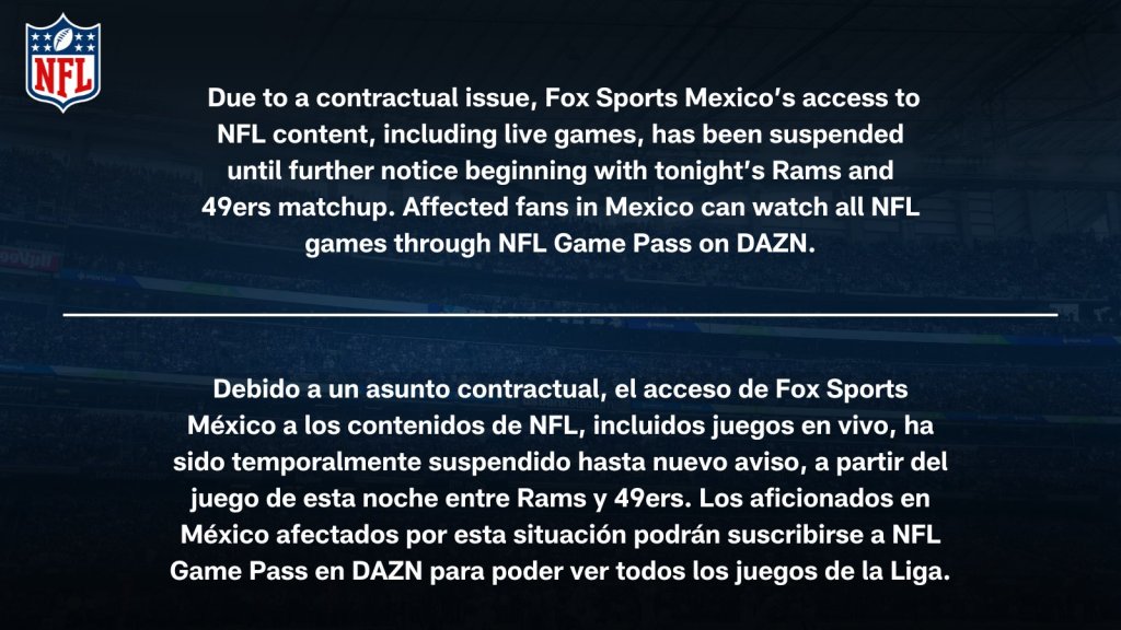 Fox Sports deja de transmitir la NFL: