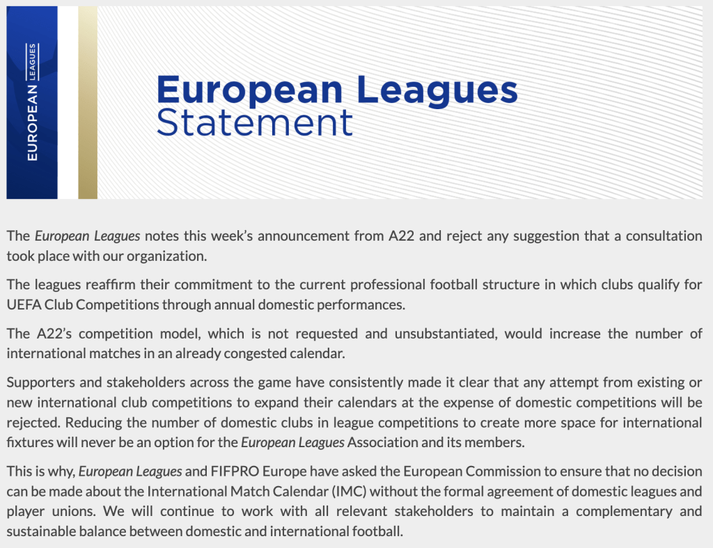 Ligas europeas rechazan la Superliga Unify League