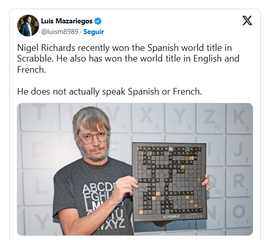 Nigel Richards, el campeón mundial de Scrabble en español sin hablar español