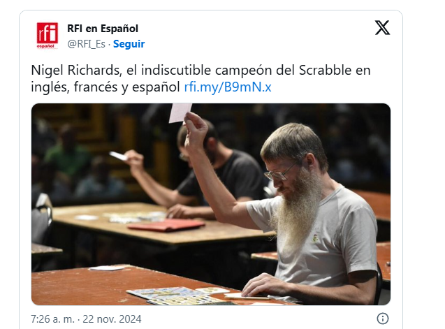 Nigel Richards, el campeón mundial de Scrabble en español sin hablar español