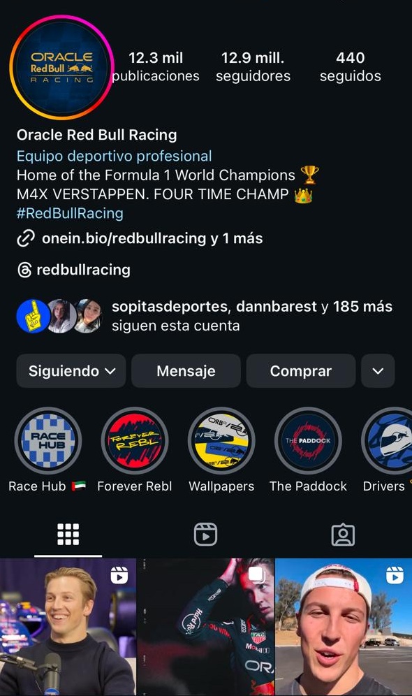 Red Bull en Instagram