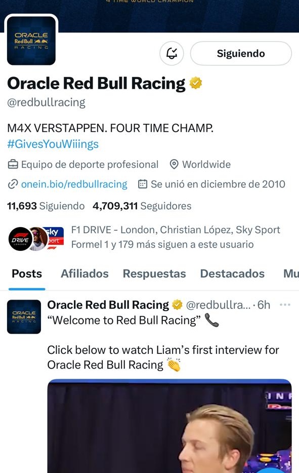 La cuenta de Twitter de Red Bull