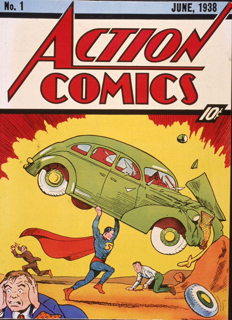 La primera aparición de Superman como un héroe en 1938