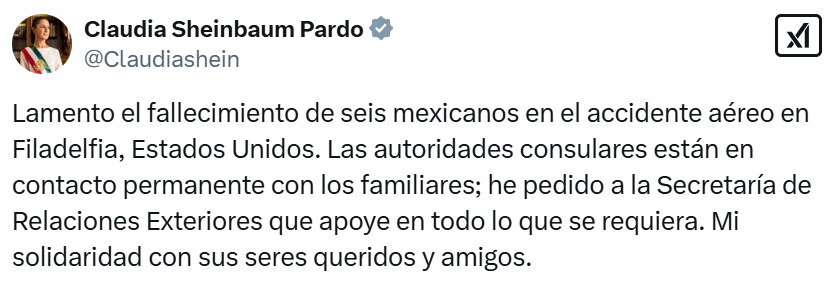 Mueren 6 mexicanos por choque de avión en Filadelfia