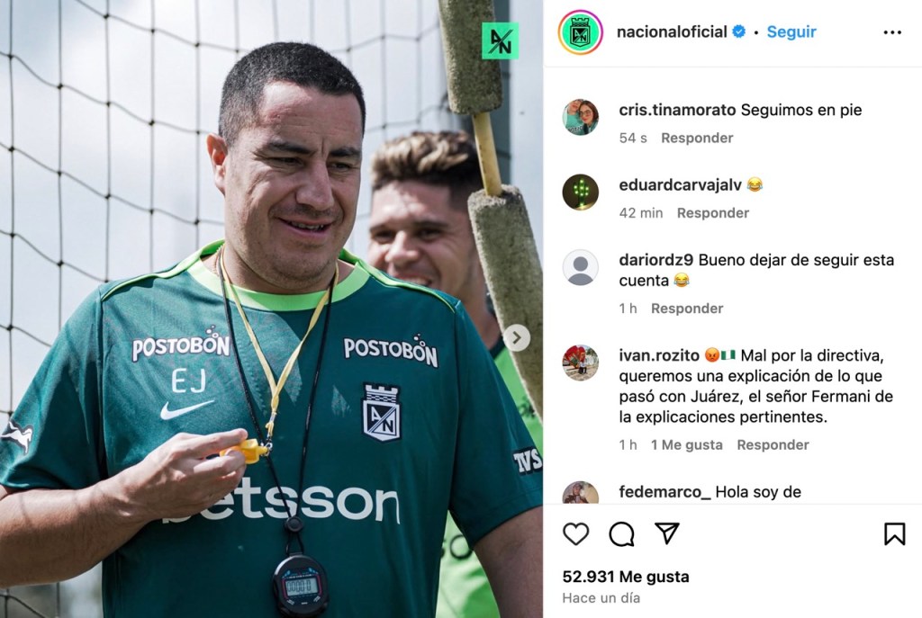 Atlético Nacional sigue publicando sobre Efraín Juárez