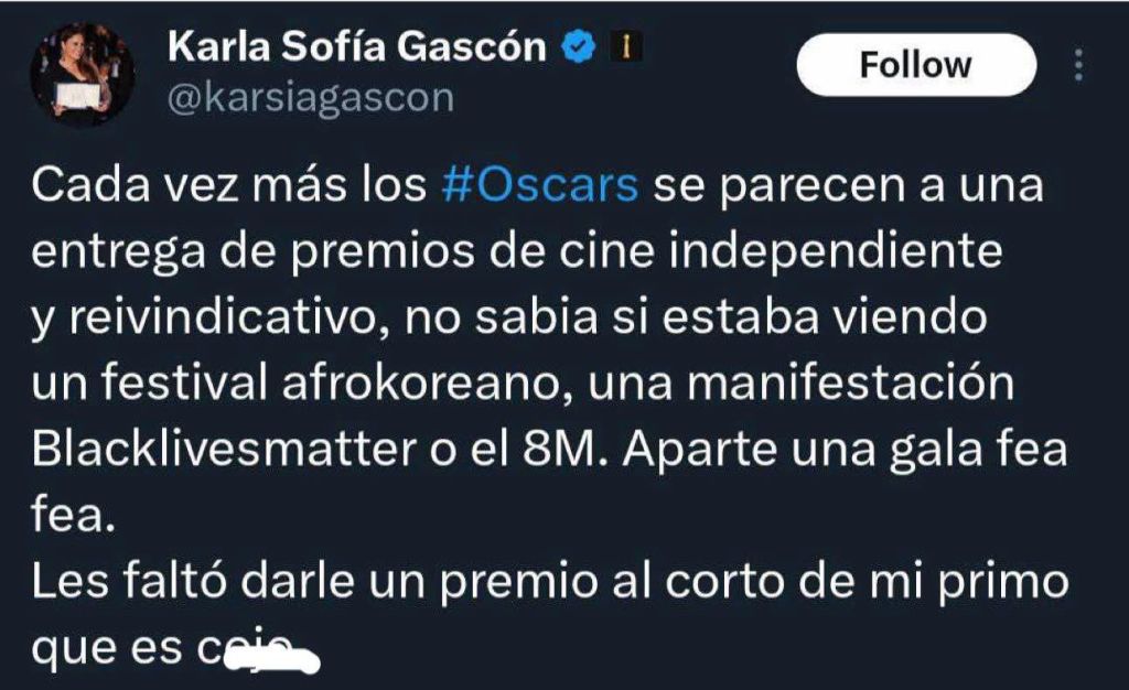 Karla Sofia Gascón tweets