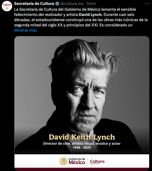 Adiós a un grande: Así reaccionó internet (y los famosos) a la muerte de David Lynch