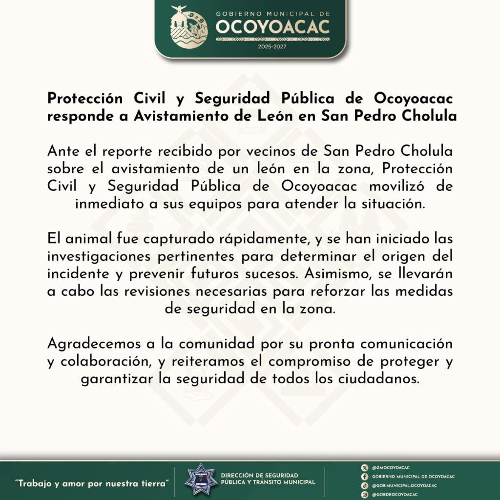 Comunicado del Gobierno Municipal de Ocoyoacac