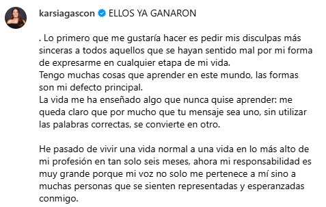 Las disculpas de Karla Sofía Gascón por tuits racistas