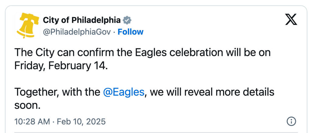 Por qué Eagles hará su desfile de campeones hasta el 14 de febrero