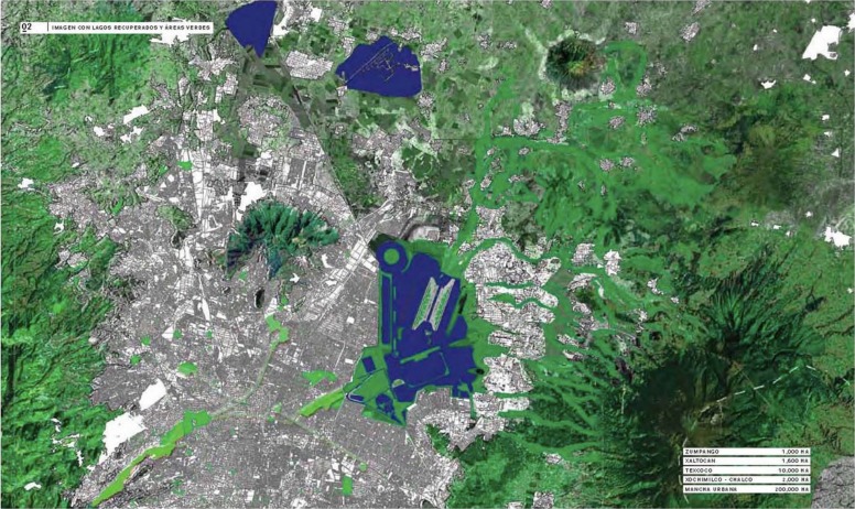 Lagos y áreas verdes recuperadas se contemplaban.