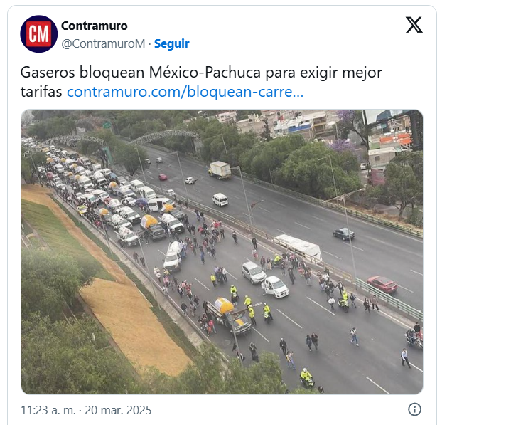 ¿Por qué bloquearon la México-Pachuca hoy 20 de marzo?