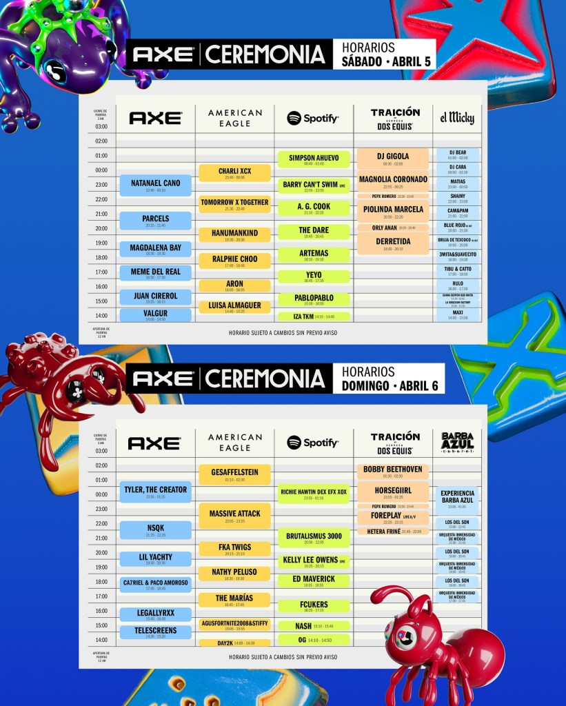 ¡Checa los horarios por día del AXE Ceremonia 2025!